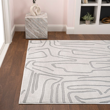 Alcina Modern Scandinavian Graphic Lines High-Low Area Rug